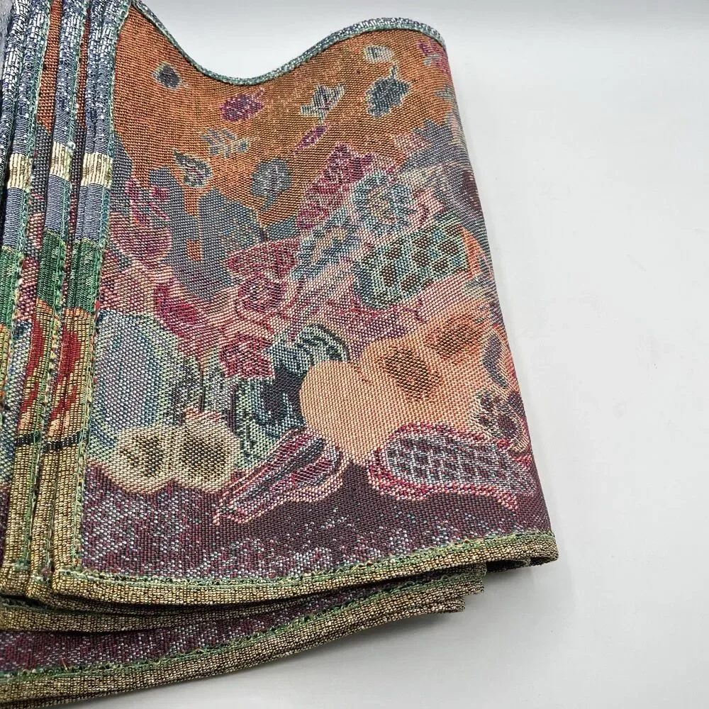 Vintage Tapestry Cotton Happy Harvest Placemats - Set Of 6